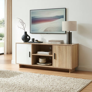 Comoda TV Kenta 120x39x52 cm efect stejar Sonoma/alb [en.casa]
