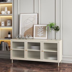 TV - Schrank Lindau Stahl 120x40x59 cm Cremeweiß [en.casa] - premiumXL