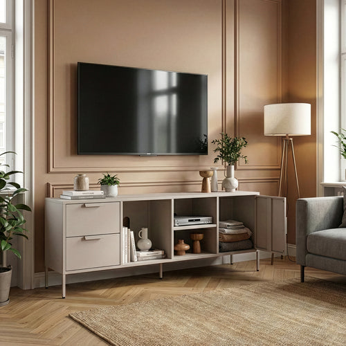 Comoda TV Kliri 150x35x58 cm otel camel [en.casa]