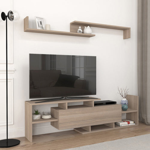 Set dulap TV cu raft de perete Liksefte 154x28x42 cm [en.casa]