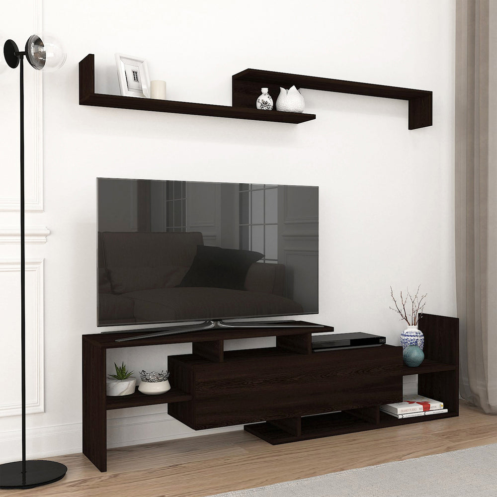 Set dulap TV cu raft de perete Liksefte 154x28x42 cm [en.casa]