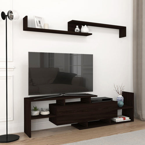 Set dulap TV cu raft de perete Liksefte 154x28x42 cm [en.casa]