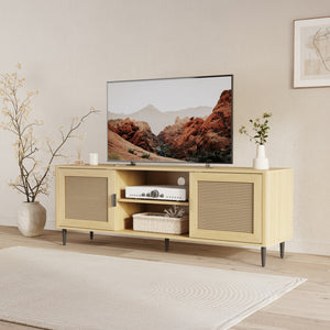 Comoda TV  Lukhomso 152x40x54 cm efect stejar/efect ratan [en.casa]