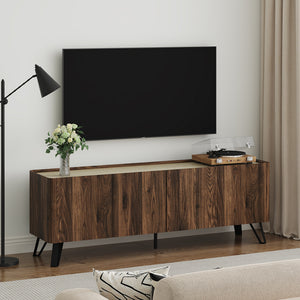 Dulap TV Trorlon 160x40x55 cm aspect nuc/Travertin [en.casa]