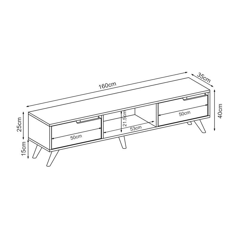 Schiță cotată Comoda TV Kullila 160x35x40 cm [en.casa]