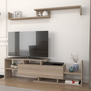 Set dulap TV cu raft de perete Liksefte 154x28x42 cm [en.casa]