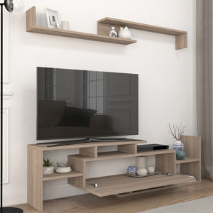 Set dulap TV cu raft de perete Liksefte 154x28x42 cm [en.casa]
