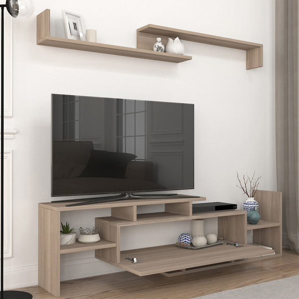 Set dulap TV cu raft de perete Liksefte 154x28x42 cm [en.casa]