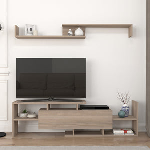 Set dulap TV cu raft de perete Liksefte 154x28x42 cm [en.casa]