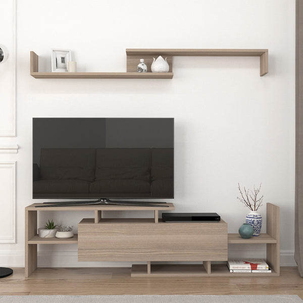 Set dulap TV cu raft de perete Liksefte 154x28x42 cm [en.casa]