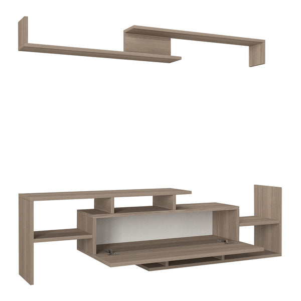 Set dulap TV cu raft de perete Liksefte 154x28x42 cm [en.casa]