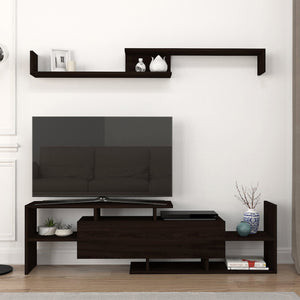 Set dulap TV cu raft de perete Liksefte 154x28x42 cm [en.casa]