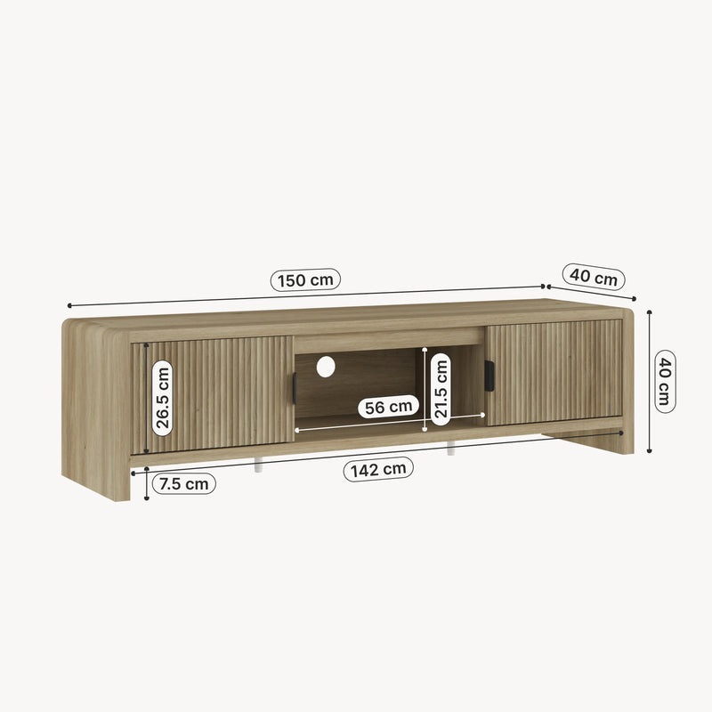 Schiță cotată Comoda TV Lukkodso 150x40x40 cm [en.casa]