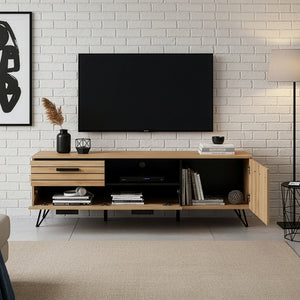 Comoda TV Noppen efect stejar/negru [en.casa]