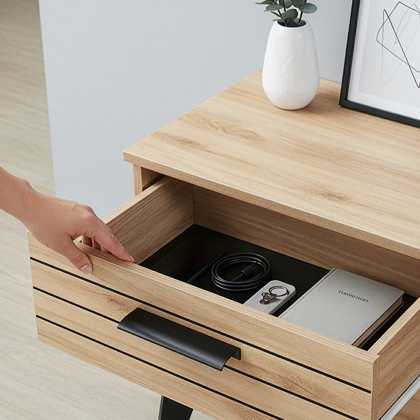 Comoda TV Noppen efect stejar/negru [en.casa]