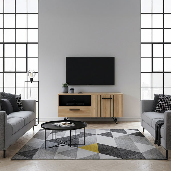 Comoda TV Noppen efect stejar/negru [en.casa]
