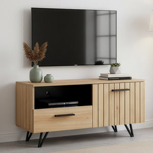Comoda TV Noppen efect stejar/negru [en.casa]