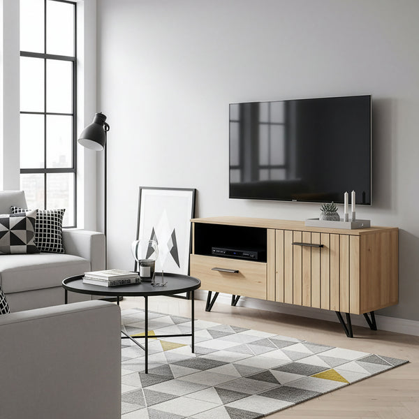 Comoda TV Noppen efect stejar/negru [en.casa]