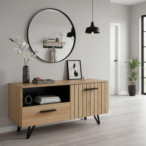 Comoda TV Noppen efect stejar/negru [en.casa]