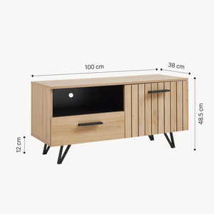Comoda TV Noppen efect stejar/negru [en.casa]