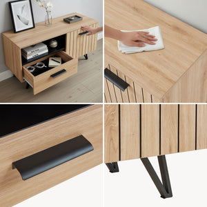 Comoda TV Noppen efect stejar/negru [en.casa]