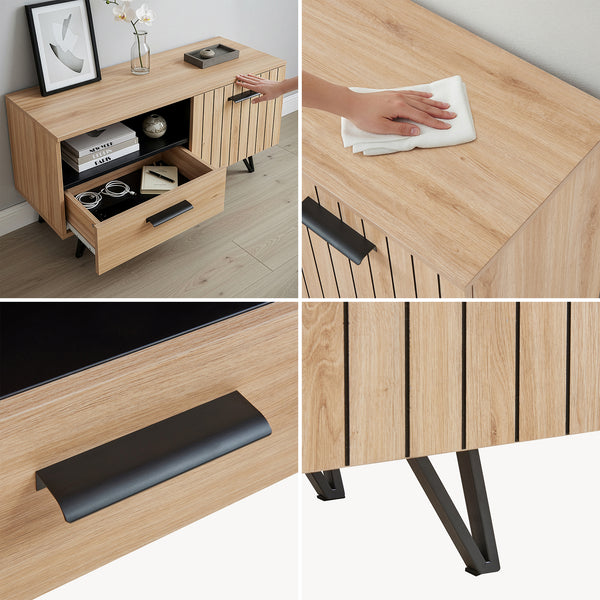 Comoda TV Noppen efect stejar/negru [en.casa]