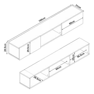 Dulap suspendat TV Paltamo 180x31x29,5cm culori diferite [en.casa]