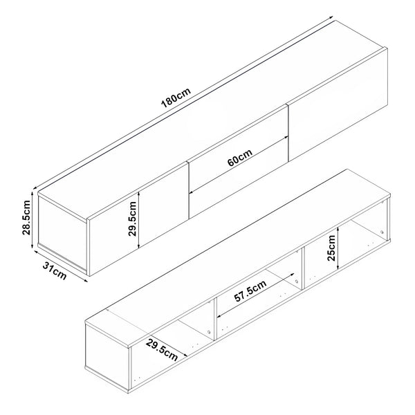 Dulap TV Vihti 180x31x29,5cm în diferite culori [en.casa]