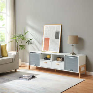 Fernsehschrank Kvaefjord 160x40x52 cm Weiß/Grau [en.casa] - premiumXL