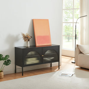 Fernsehschrank Karlskrona 115x35x64 cm Schwarz, matt [en.casa] - premiumXL