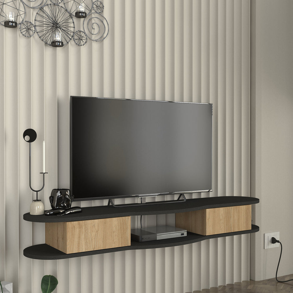 TV - Lowboard hängend Nyskiri 150x35x19 cm Anthrazit/Eicheoptik [en.casa] - premiumXL