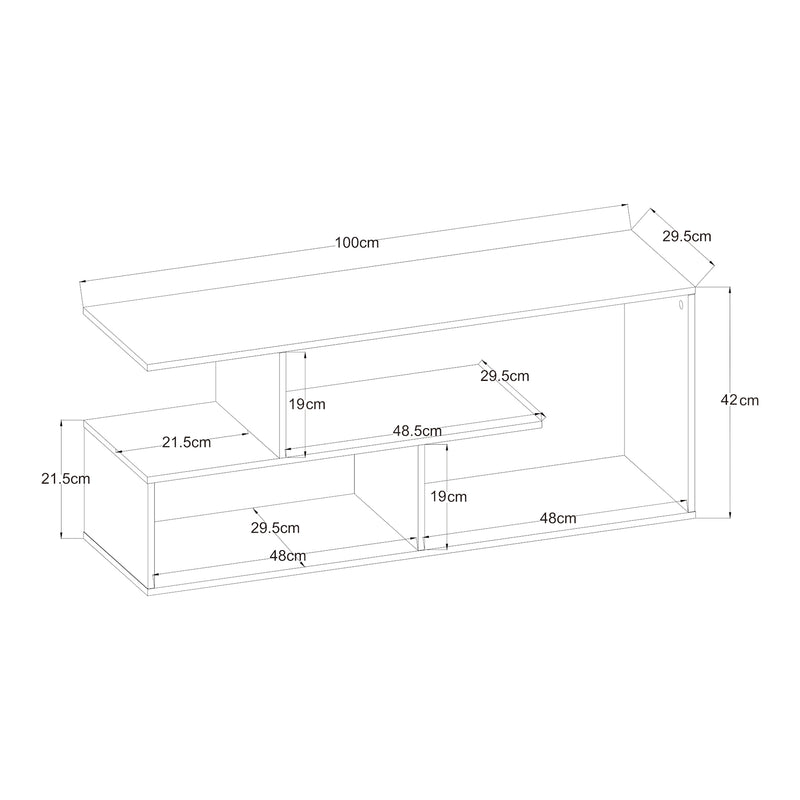 Schiță cotată Comoda TV Anän 100x29x42 cm [en.casa]