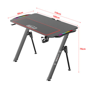 Masa gaming Stockton negru cu iluminat LED masuri diferite [pro.tec]