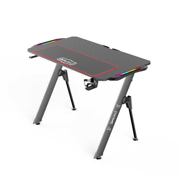 Masa gaming Stockton negru cu iluminat LED masuri diferite [pro.tec]