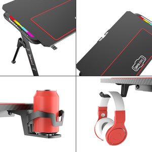 Masa gaming Stockton negru cu iluminat LED masuri diferite [pro.tec]
