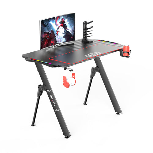 Masa gaming Stockton negru cu iluminat LED masuri diferite [pro.tec]