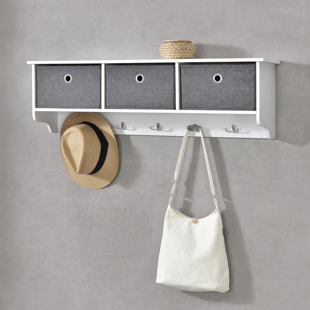 Wandgarderobe Horsens mit Aufbewahrungsboxen 100x20x30cm Weiß/Grau en.casa - premiumXL