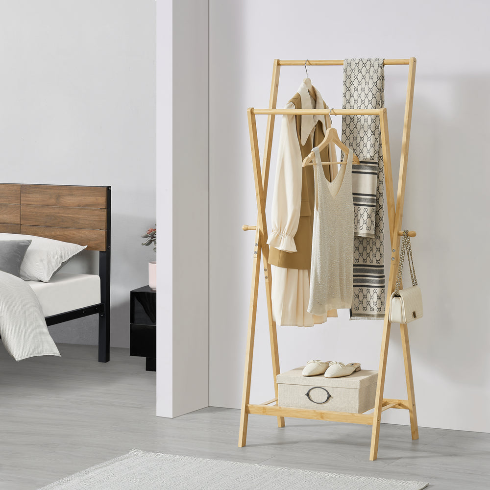 Garderobenständer Keitele 150 x 60 x 42 cm Bambus Natur [en.casa] - premiumXL