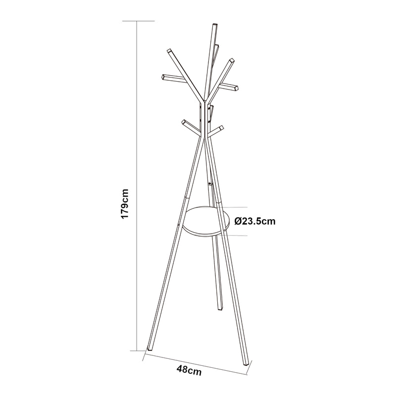 Schiță cotată Cuier pom Edet 179x48x48cm metal [en.casa]