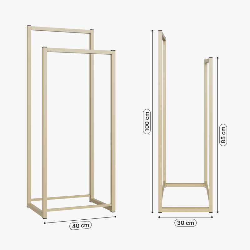 Schiță cotată Suport pentru haine metalic cu 2 sine de sine statator Holtalen 100x40x30 cm [en.casa]