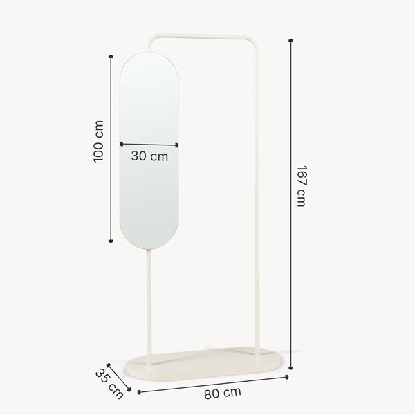 Suport haine cu oglinda rotativa Vamn 167x80x35 cm [en.casa]