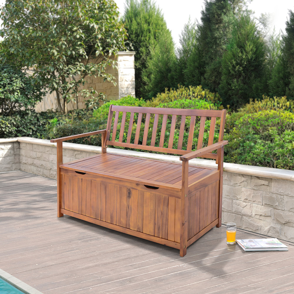 Banca gradina cu lada depozitare 130x60x88cm lemn [en.casa]