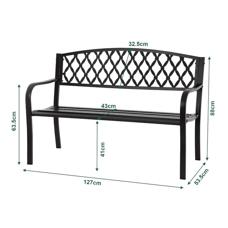 Schiță cotată Banca gradina Opsasar 127x53,5x88 cm otel [casa.pro]