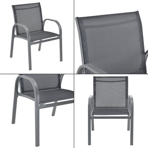 Set mobilier gradina Gagra masa cu blat sticla banca doua scaune culori diferite [en.casa] 
