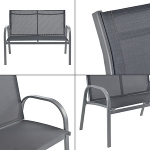 Set mobilier gradina Gagra masa cu blat sticla banca doua scaune culori diferite [en.casa] 