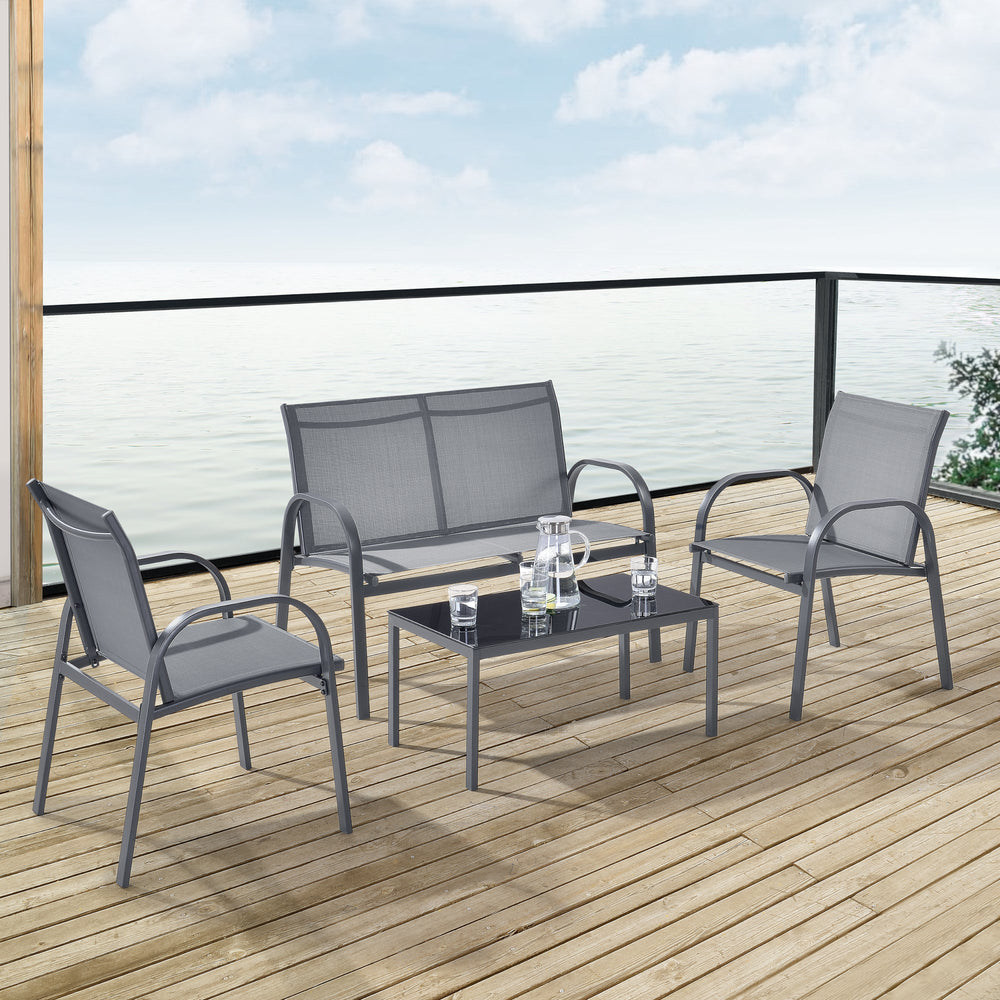 Gartenmöbel - Set Gagra Stühle mit Sitzbank und Tisch versch. Farben en.casa - premiumXL