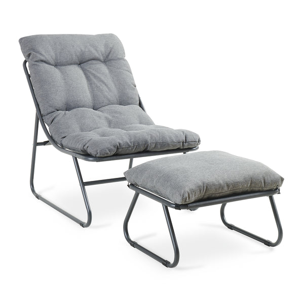 Set 2 piese mobilier gradina fotoliu cu suport picioare Malmö [casa.pro] 