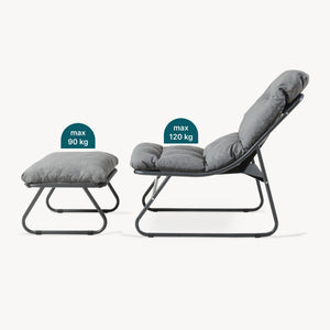 Set 2 piese mobilier gradina fotoliu cu suport picioare Malmö [casa.pro] 