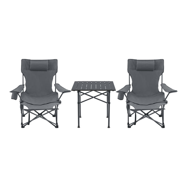 Set camping Bellante 1 masa si 2 scaune pliante otel poliester [casa.pro]