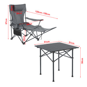 Set camping Bellante 1 masa si 2 scaune pliante otel poliester [casa.pro]